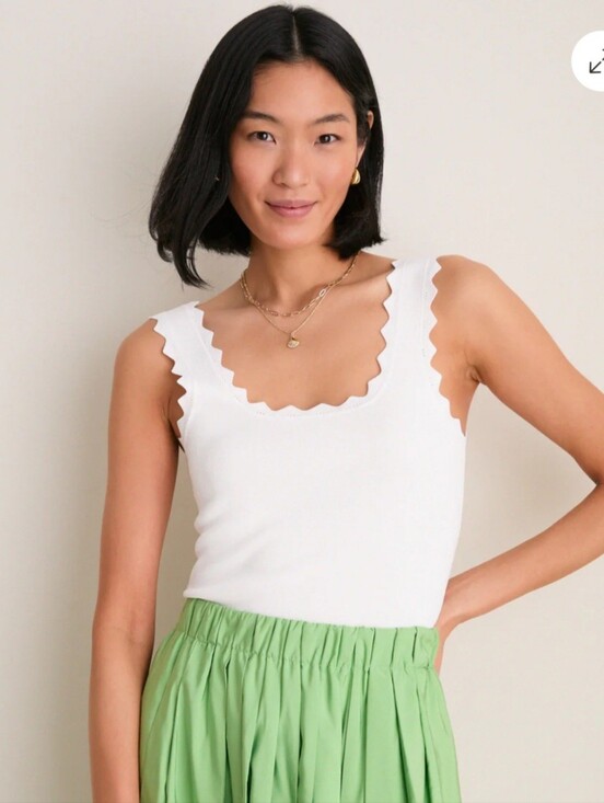 Tuckernuck Tops - Tuckernut XL White Scallop Neck Tank Top